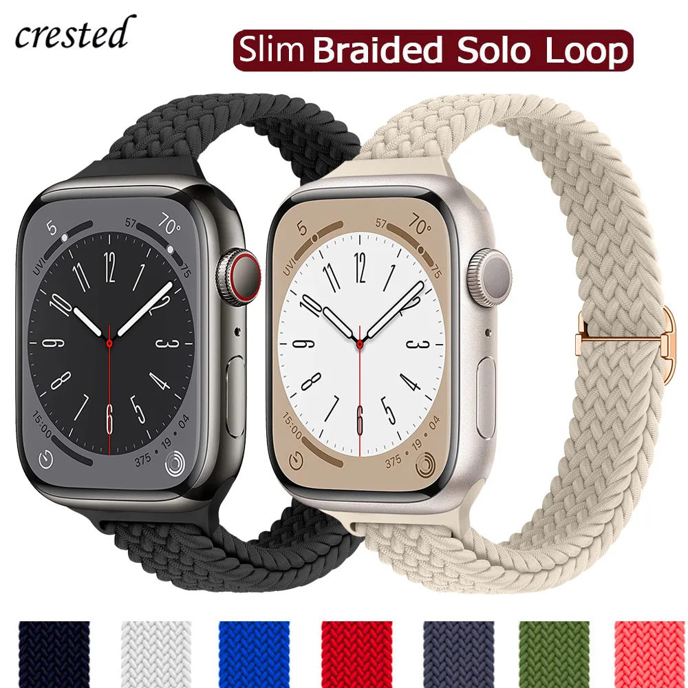 Braided Solo Loop For Apple watch bands 40mm 44mm 41mm 49mm 45mm 38mm Silm Nylon bracelet iWatch series 9 8 7 3 se Ultra 2 strap