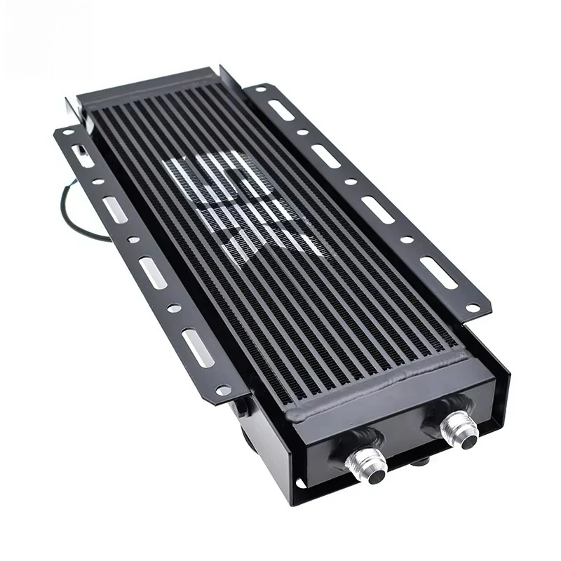Black Aluminum Dual Channel Plate Large for AN10 Oil Cooler with Electric Fan Kit