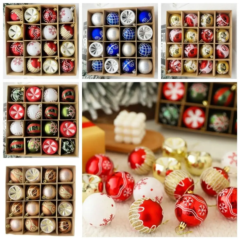 

16Pcs Plastic Christmas Balls Set Holiday Decoration Merry Christmas Decoration Hanging Balls Small Christmas Tree Ornament