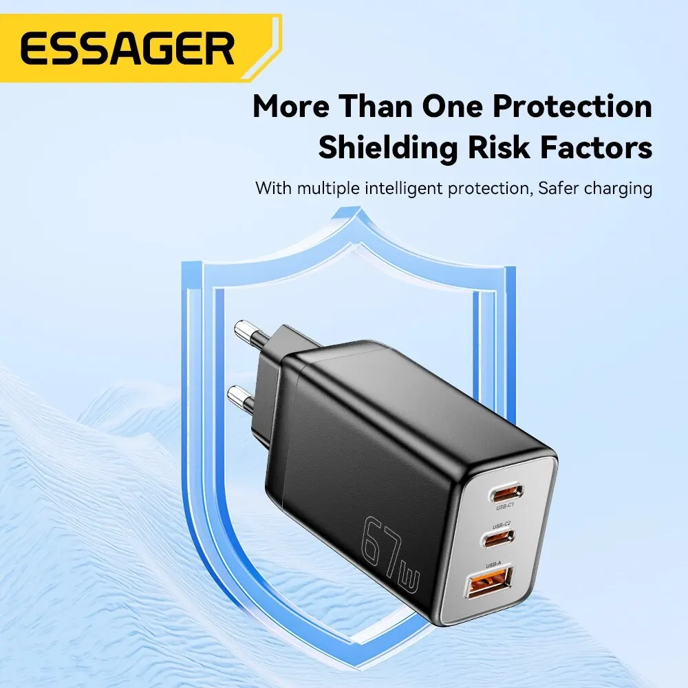 Essager 67W GaN USB Type C Ładowarka do laptopa 45W 25W PD QC 3.0 Szybkie ładowanie do Macbooka Xiaomi Samsung Iphone14 13 Ładowarki do telefonów — zdjęcie 7