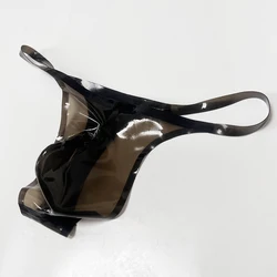 Sexy Latex Thong Rubber T-back Briefs with Crotch Big 3D Pouch Space Male Shorts Handmade Underwear S-LPM148