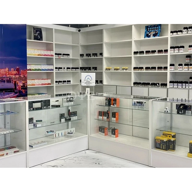 custom.Top Seller LED Glass Counter Aluminum Frame Smoke Shop Showcase Store Display Cabinet with Adjustable Shelves