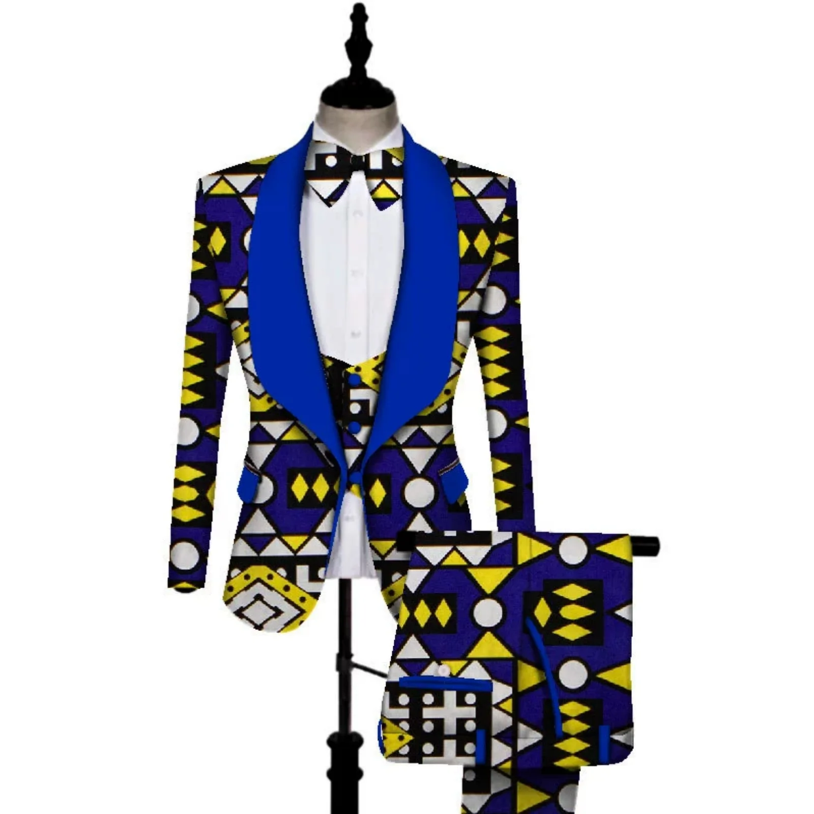 

African Ethnic New Style Men's Suit - Elegant and Fitted Design - Party Dress - Fashionable Men's Clothing (Top + Pants +Vest )