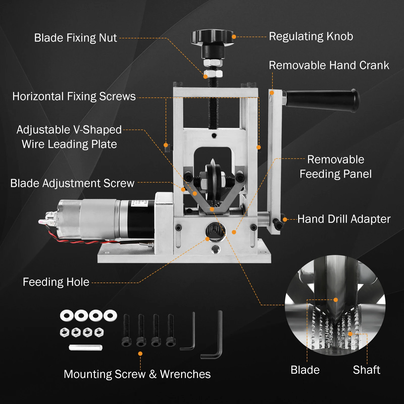 Electric Peeling Machine Manual Wire Stripping Automatic Hand Crank Stripper Scrap Copper Cable Stripping Recycle Tool 2-25mm