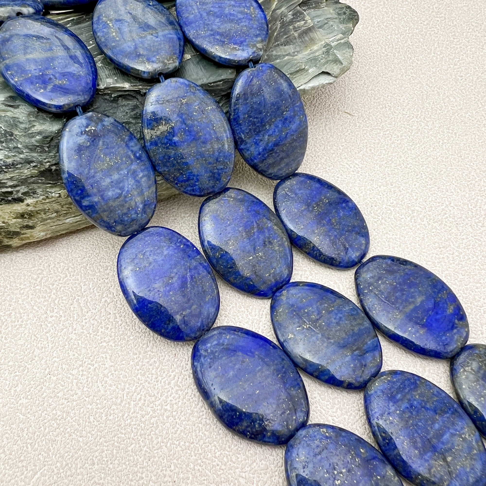 20x30MM 13PCS Large Oval Shape Natural Lapis Lazuli Slice Pendant Focus Beads For DIY Jewelry Making MY250808