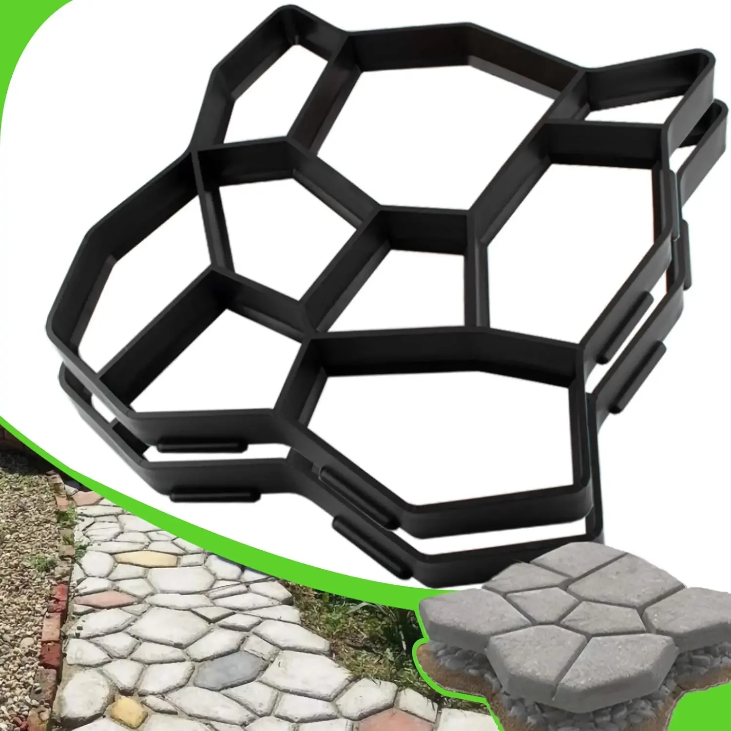 

2 Packs Plus Size 19.6"x19.6"x1.7" Walk Maker Reusable Concrete Pathmate Stone Molding Stepping Stone Paver Lawn Patio Yard