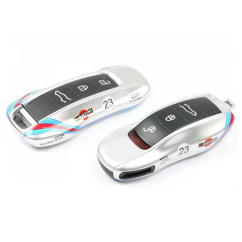 

Key Cover Case Silver Racing Keyless Hard Case Cap Replace Fit For Cayenne Panamera Cayman Macan Boxster 971 9YA 718 911