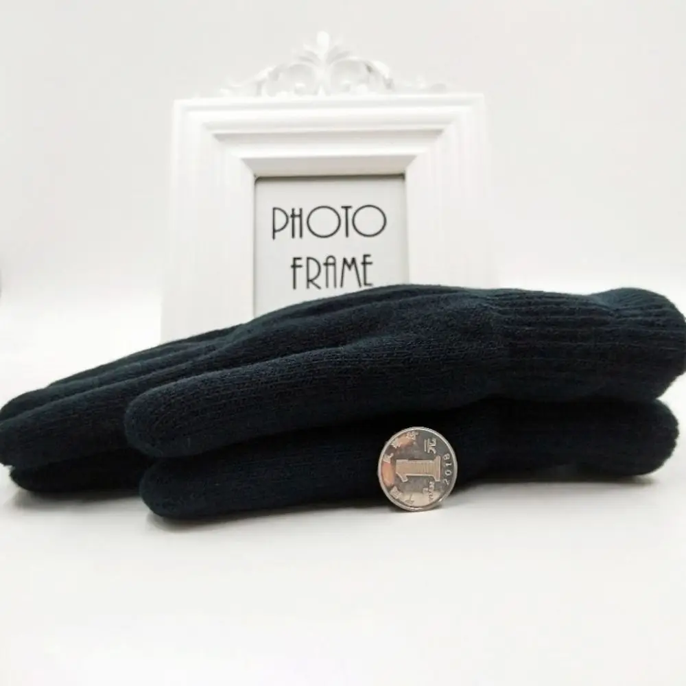 قفازات مخملية سميكة للفتيان والفتيات ، قفازات دافئة بطبقة مزدوجة ، قفازات شتوية ناعمة ، موضة سوداء