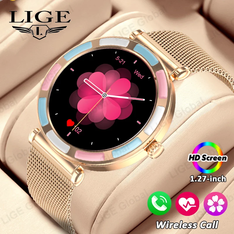 

LIGE модные женские умные часы 1,27 "HD экран сердечного ритма Bluetooth вызов 290 мАч женские умные часы для Android IOS DIY пользовательские циферблаты