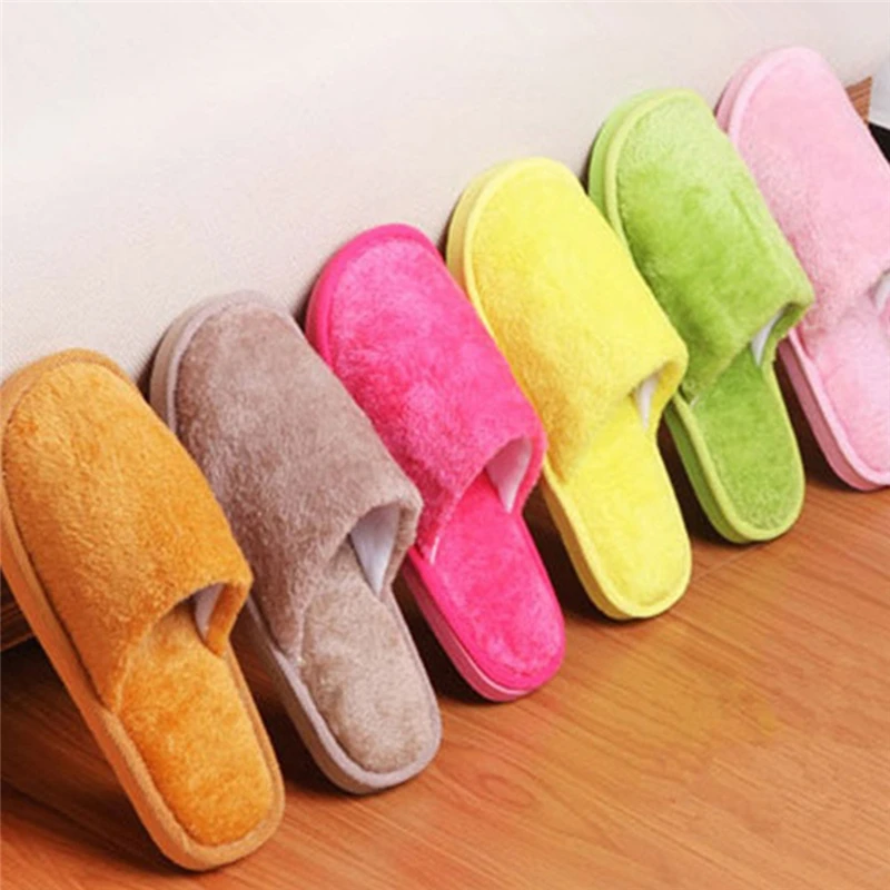 Women Home Slippers Autumn Winter Warm Furry Plush Shoes Indoor Bedroom Light EVA Couple Cotton Slipper Solid Soft Flip Flops