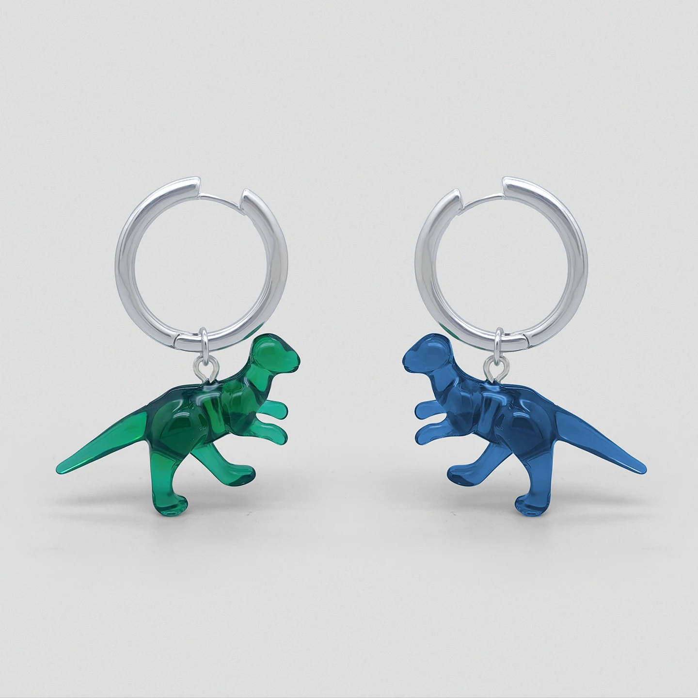 

3D Cartoon Stegosaurus Resin Earrings Asymmetric Blue een Exaggerated Women's Faion Jewelry Ear Cuff Alloy/Plated