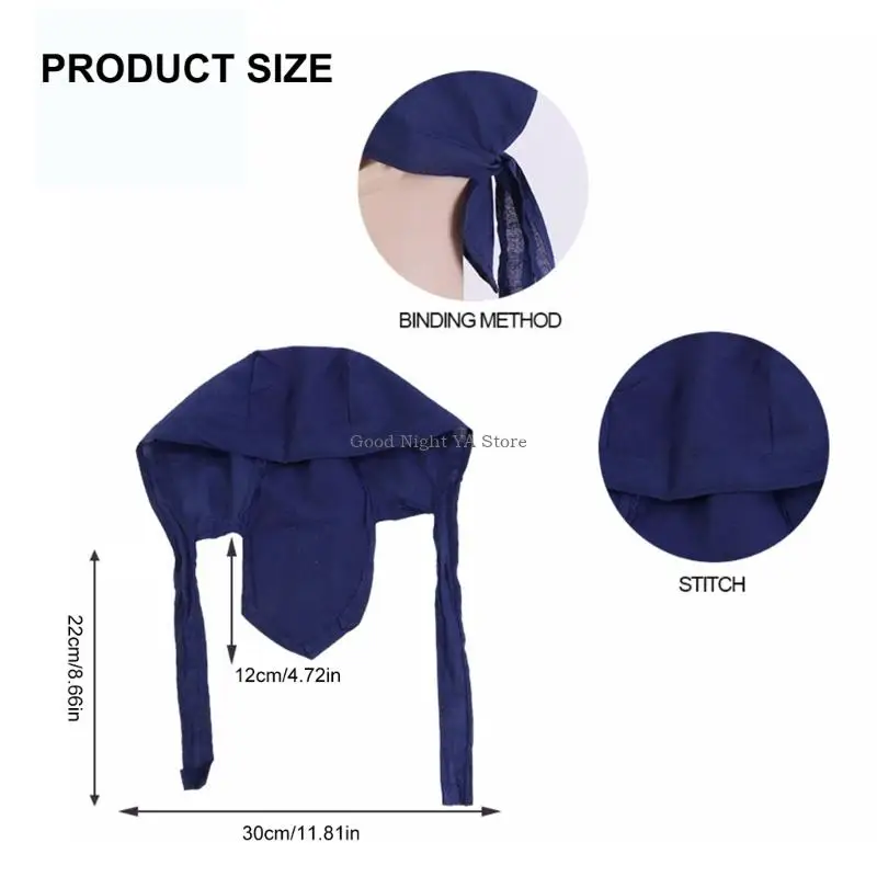 Nhà bếp Kerchief Hat Sweat Chống đầu bếp Mũ với ban nhạc có thể điều chỉnh cho nhà hàng tiệm bánh và quần áo thương mại