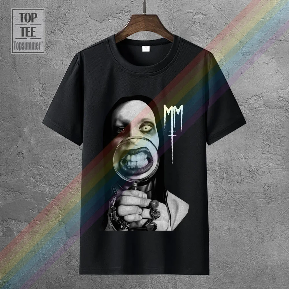 Mazumi8-Camiseta de Marilyn Manson con lupa, camiseta de Matal Punk, camisetas de algodón Natural a la venta