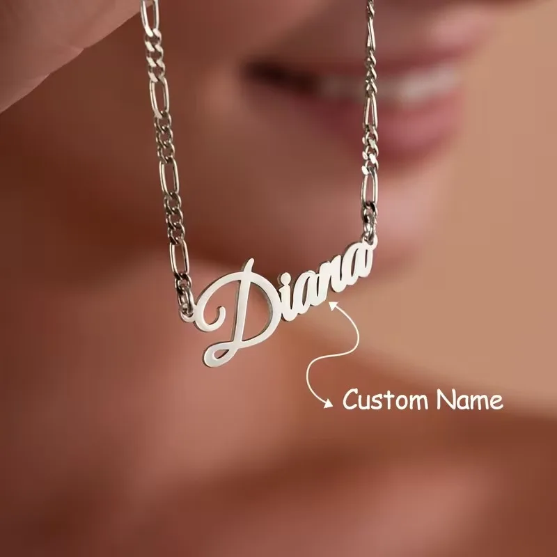 Colliers à chaîne Figaro personnalisés, bijoux en acier inoxydable personnalisés avec nom pour femmes et hommes, cadeaux