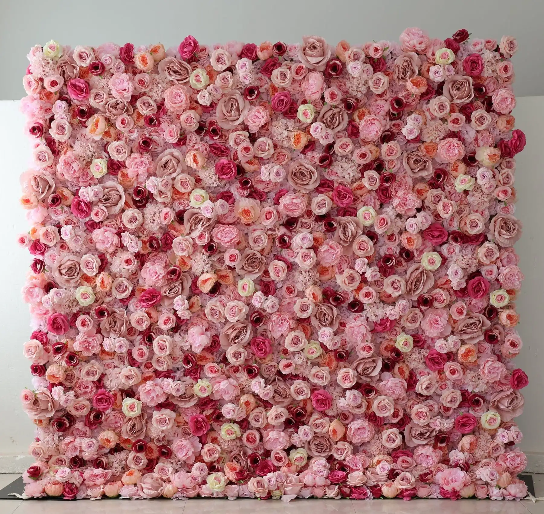 

Mixed Flower Series 3D Pink Rose peony Hydrangea Fabric Faux floral Wall Roll Curtain Fabric Birthday party wedding decoration