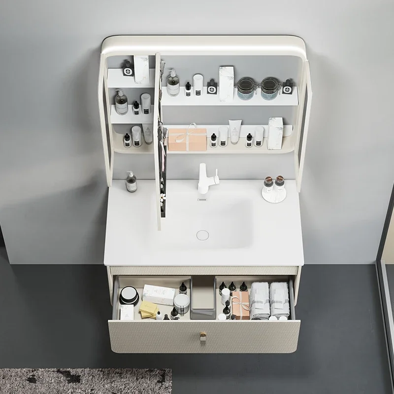 

Настраиваемая туалетная комната, водонепроницаемая домашняя мебель для ванной комнаты, настенный подвесной шкаф для умывальника, туалетный столик с зеркалом