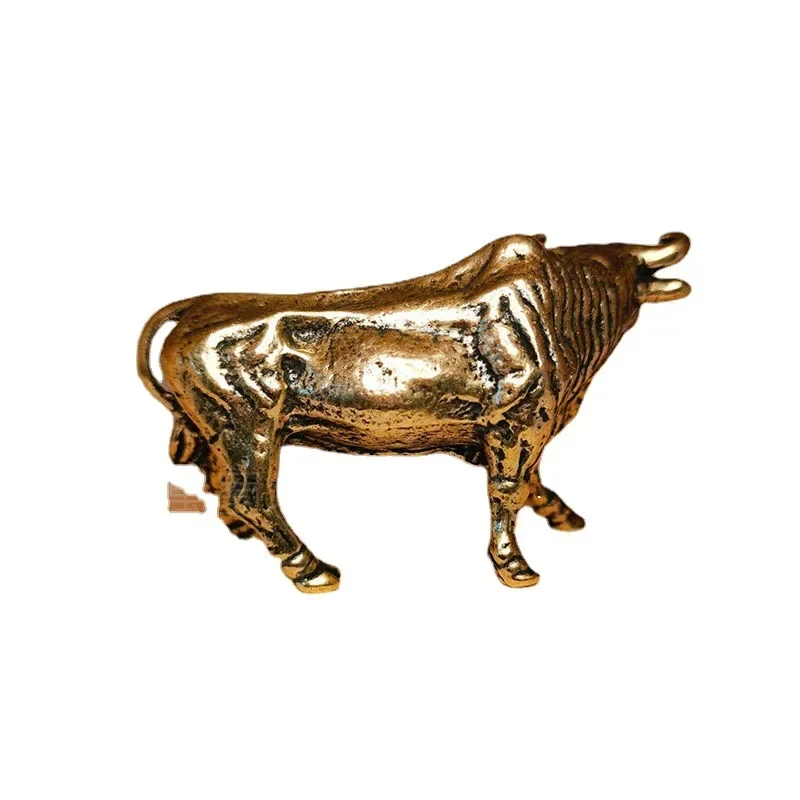 

Brass Bull Vintage Ornament Copper Cow Statue Mascot Ornament Office Decoration Exquisite Crafts Business Gift