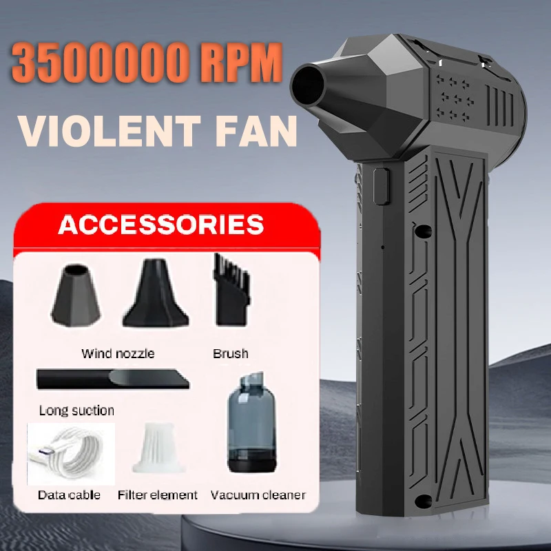 

Карманный пылесборник, 350000 об/мин, 8000 мАч, мини-турбоструйный вентилятор, перезаряжаемый турбовентилятор 55 м/с, мощный вентилятор, инструмент для уборки дома