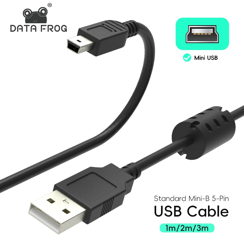 Data Frog USB A to Mini B 5 Pin Cable High-Speed Charger & Data Transfer Line for GP2X F200/Wiz PS3 Controller PSP Series NDSi