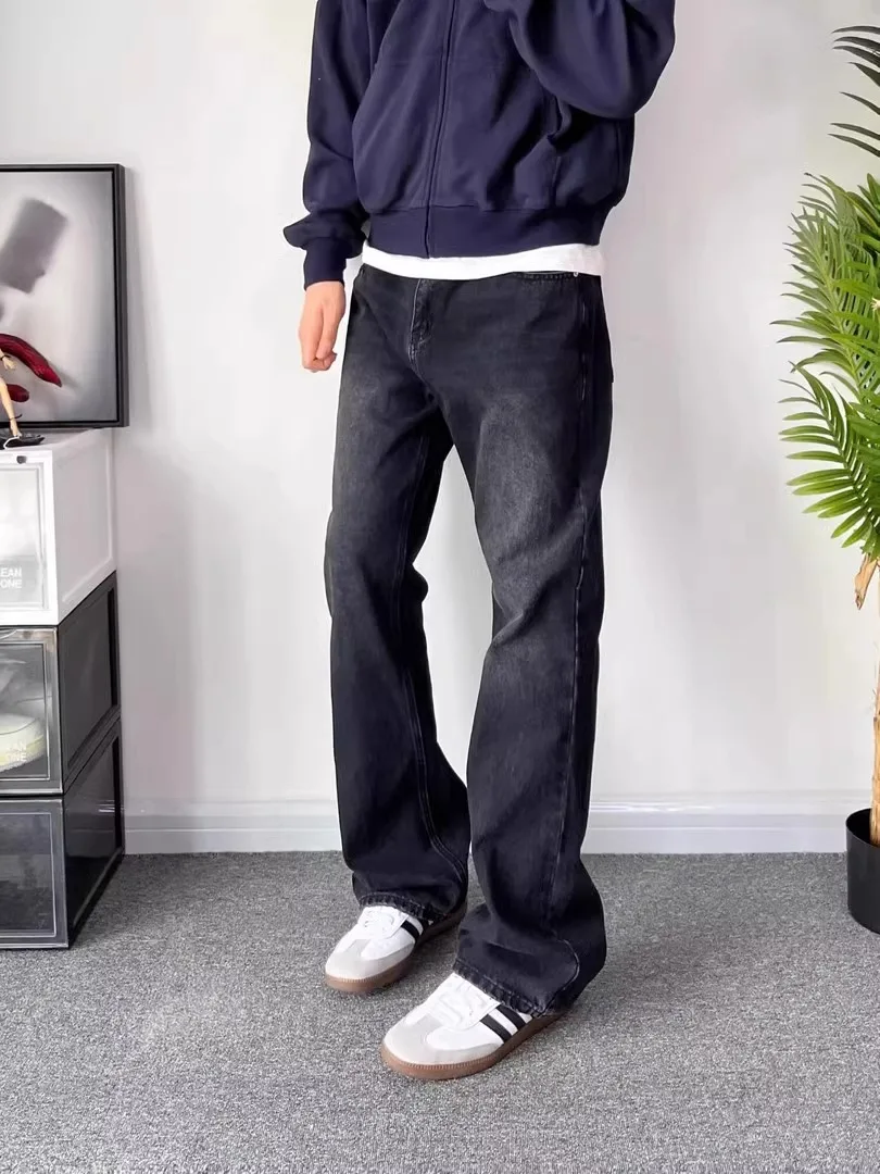 

Cleanfit Men's Slim Straight Leg Jeans Retro Waed Bla Bell Bot Casual Straight Long Pants Trendy mid Waist Jeans