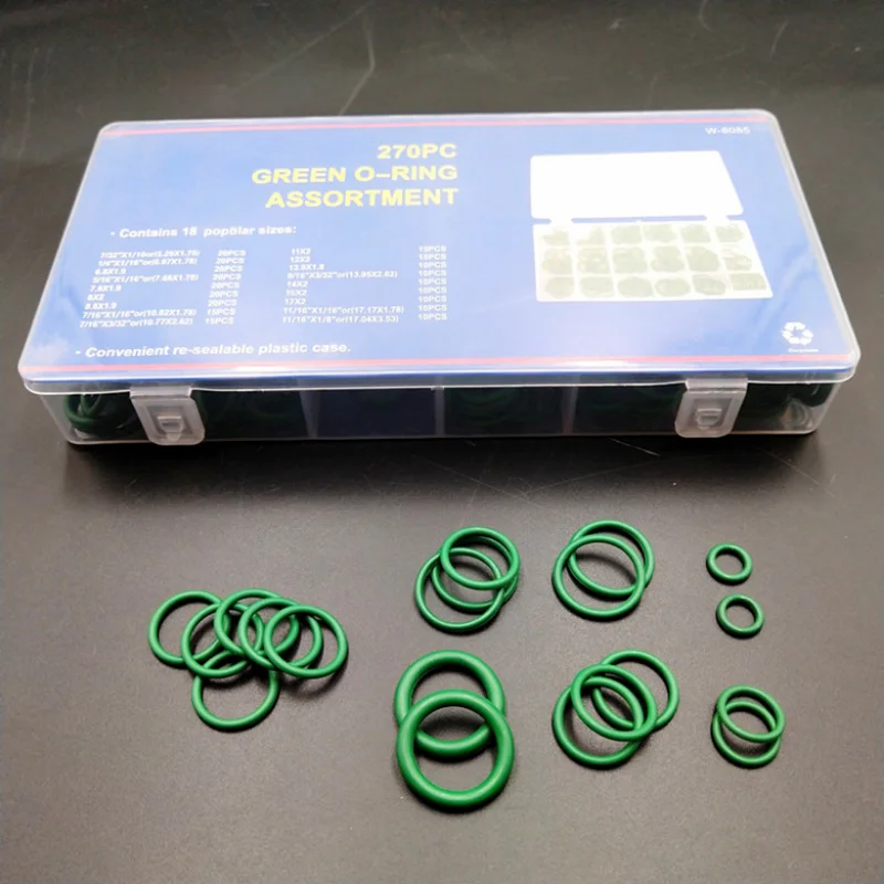 270Pcs Rubber O-Ring Gasket High Quality 18 Sizes Sealing Ring Kit For Car A/C System R134a Air Conditioning Gasket Washer Set