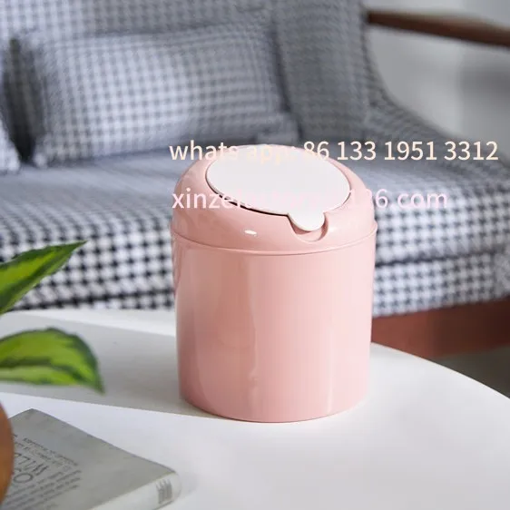 

Trash can household high-quality storage bucket shaking lid round cartoon plastic desk surface storage bucket