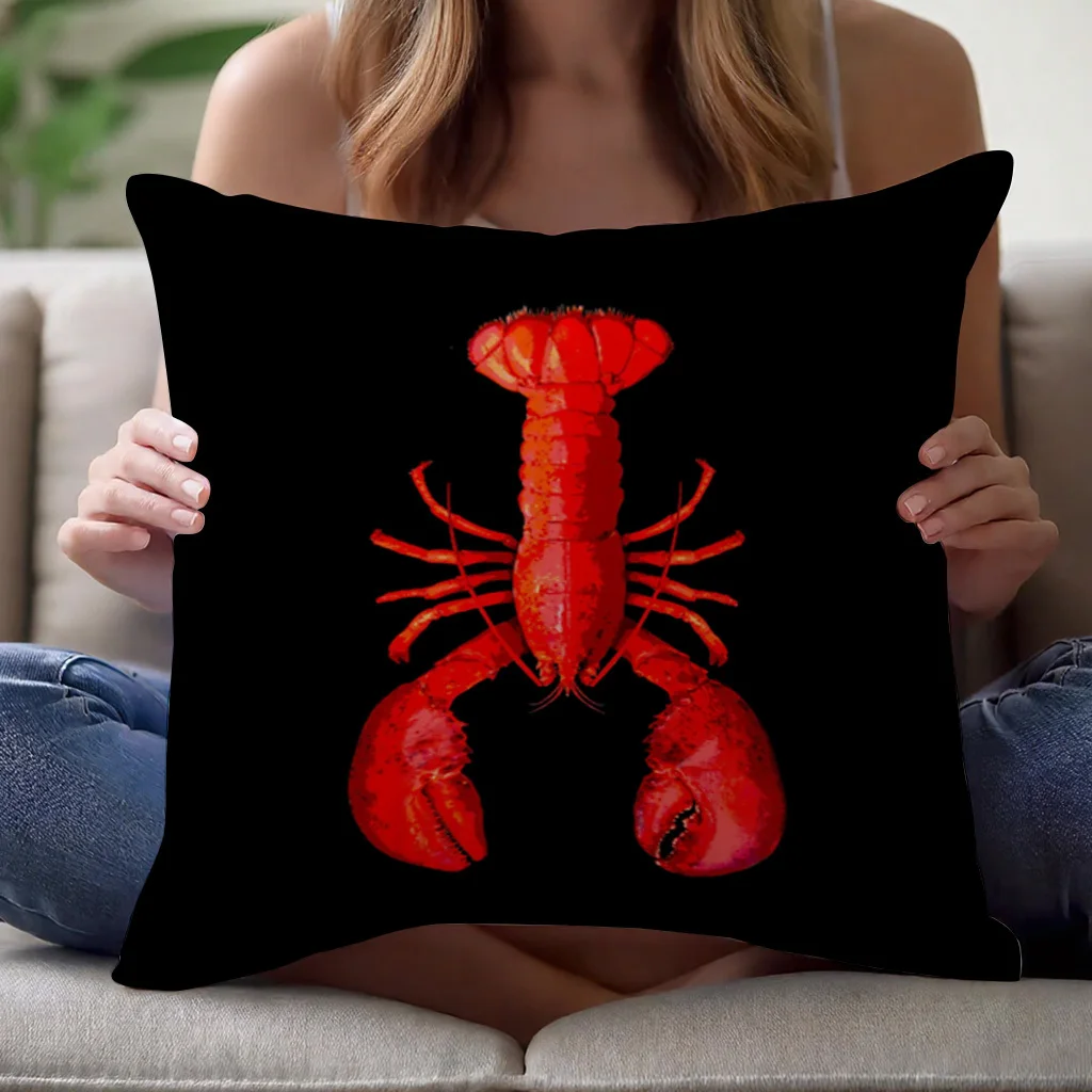 Vibrant Lobster Throw Pillow Cover Cushion Case Nautical Seafood Ocean Home Decor Accent for Sofa Bedroom 45x45cm