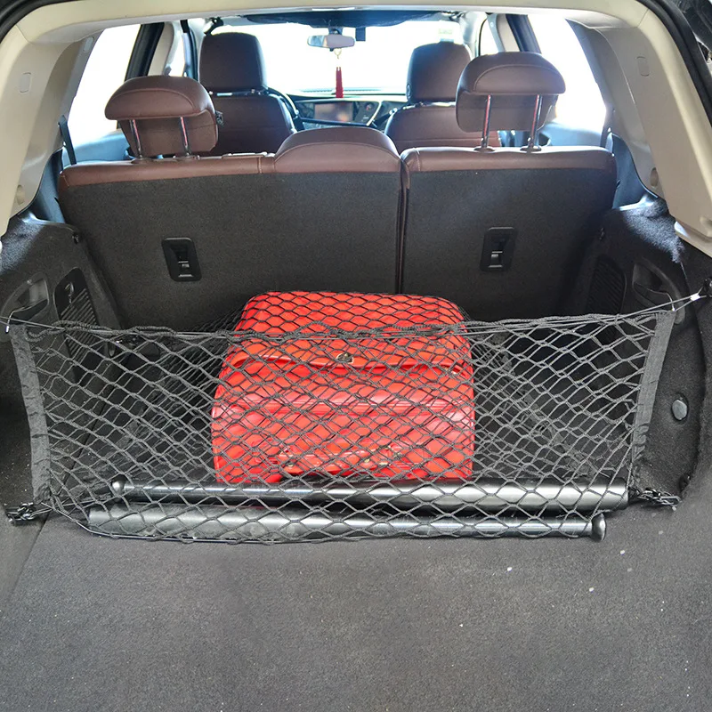 Car Rear Trunk Net Mesh elastico Nylon Back Cargo Storage Organizer doppio strato portapacchi accessori per auto universali