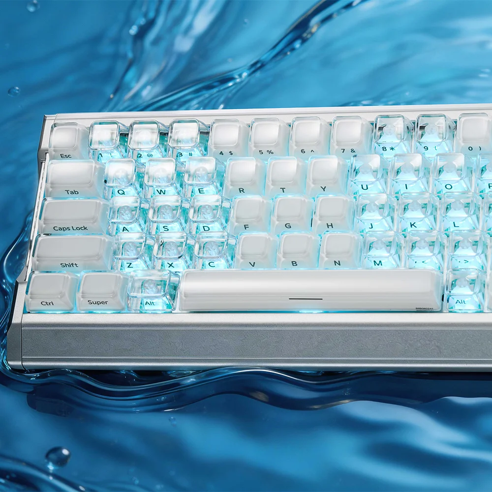 

West lake water 2.0 keycap MDA crystal jelly transparent side engraved wooting mechanical magnetic axis keyboard cap EV63