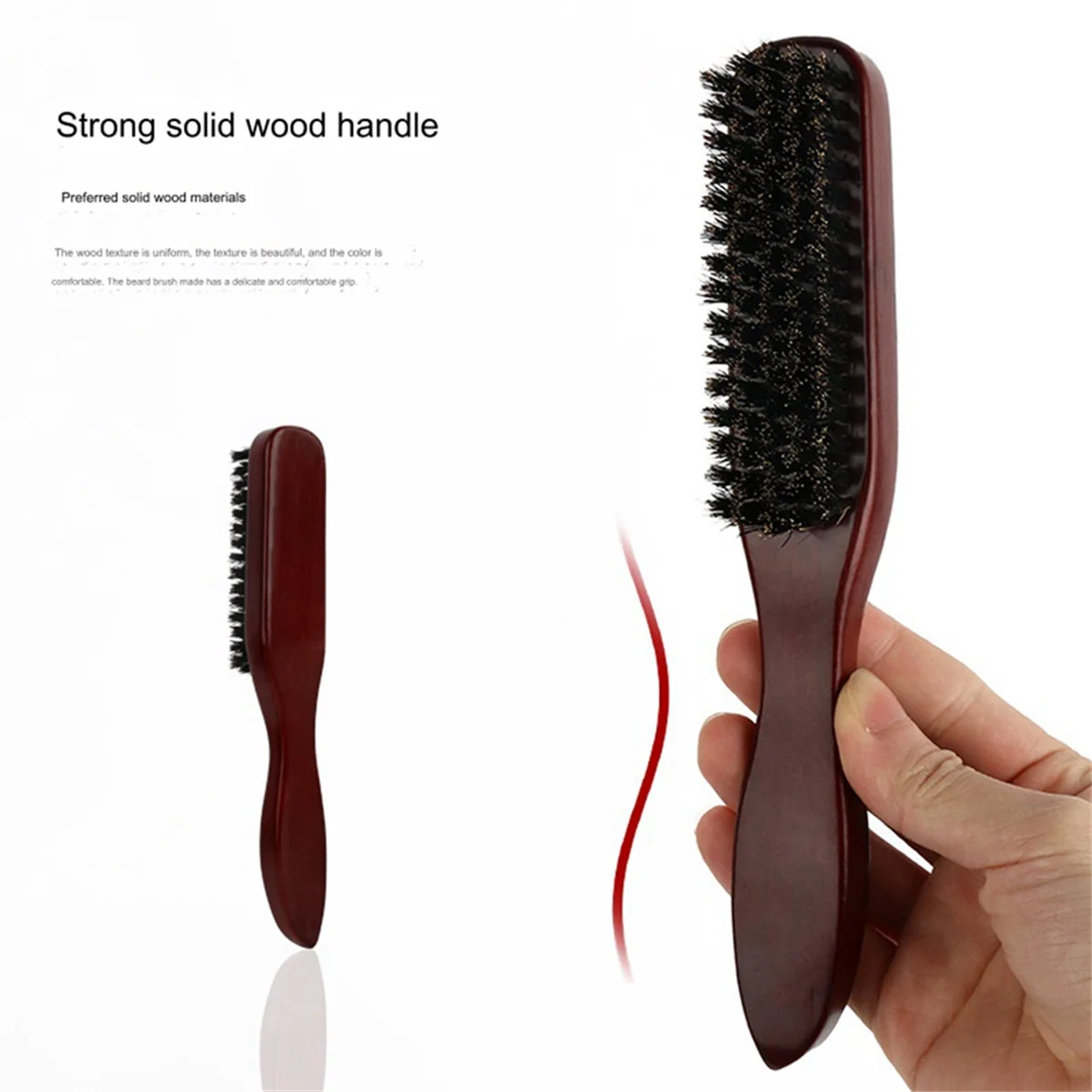 Brush for Smoothing Hair, Boar Hair Brush,for Women and Men Hair Brush Barber Beard Brush Dark Red