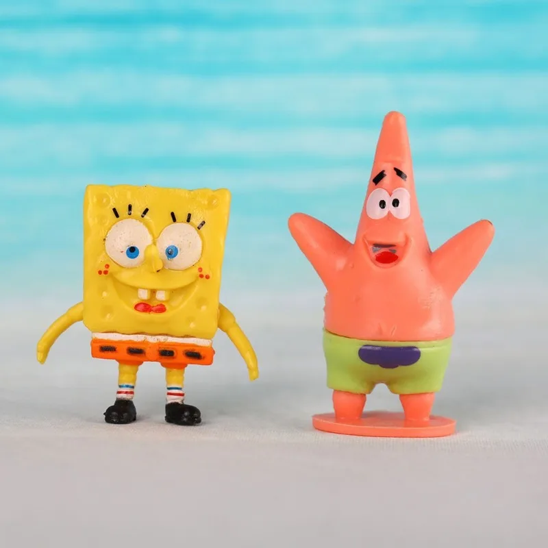 6/8 Stuks Spongebob Figuren Aquarium Ornamenten Schattige Desktop Speelgoed Model Patrick Star Cake Toppers Accessoires Aquarium Decoratie