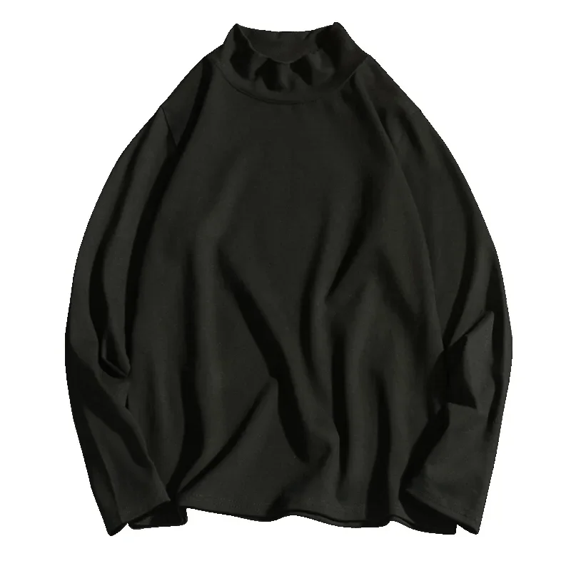 

Men's long sleeved spring and autumn solid color personalized bottom shirt, student Korean version versatile casual top
