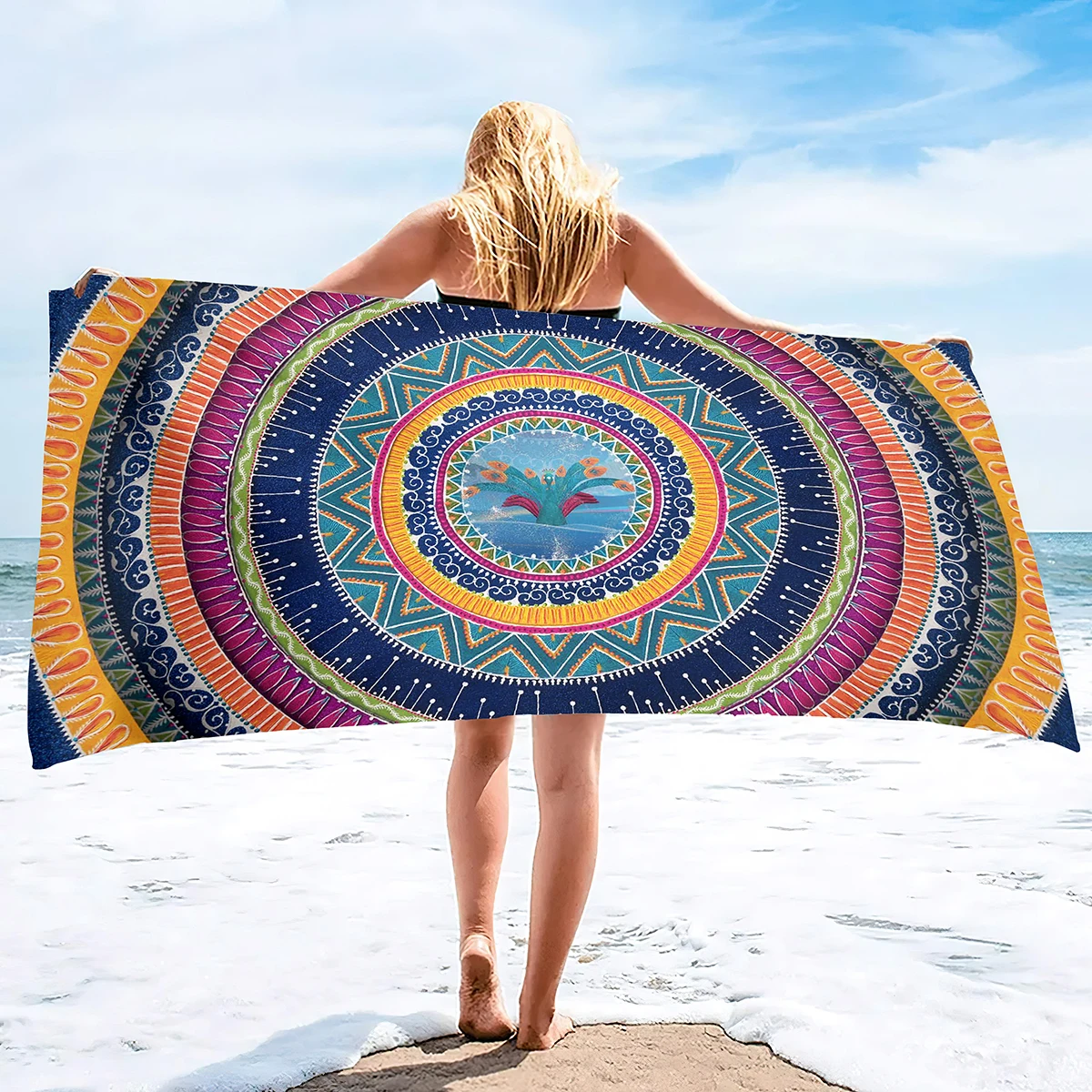 Oversize Beach Towel Clearance Towels,Extra Large Boho Mandala,Travel Pool Towel,Sand Free Quick Dry Travel Towels for Travel