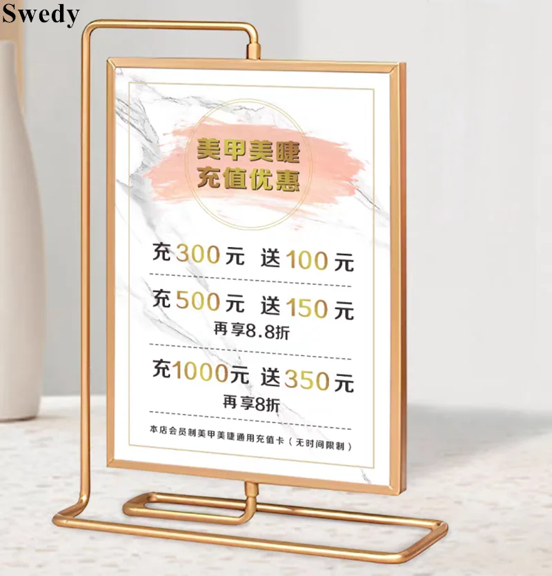 2 Pieces 8 Inch 152x203mm Rotating Acrylic Sign Holder Display Stand Menu Price Listing Wedding Gift Metal Picture Photo Frame