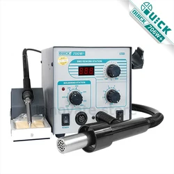 QUICK 706W+ Hot Air Soldering Station 2 in 1 Smart Sleep LCD Digital Display Soldering Iron Rework Machine BGA SMD Repair Tool