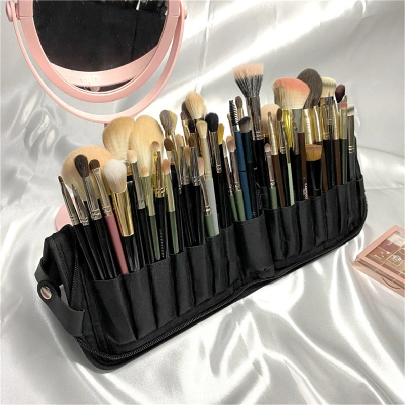 Makeup Brushes Storage Bags 14/29 Holes Women\'s Cosmetic Brush Bag Travel Fold Portable Large Capacity Beauty Tools Pouch