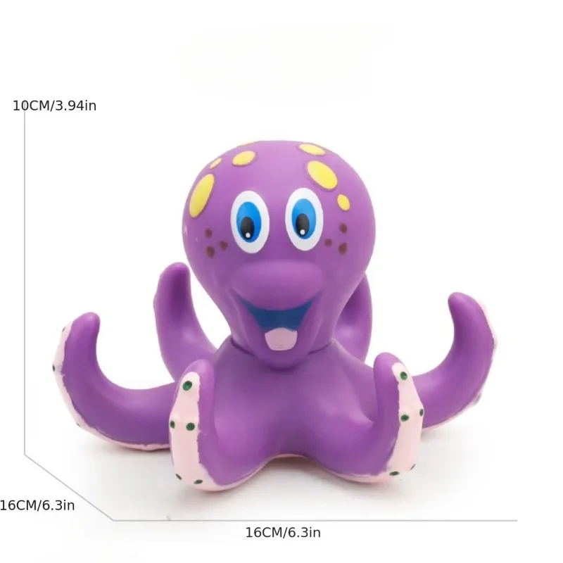 Rings Interactive for Bathroom Pool Bathtub Floating Purple Octopus Bath Toys for Toddlers with 3 Hoopla