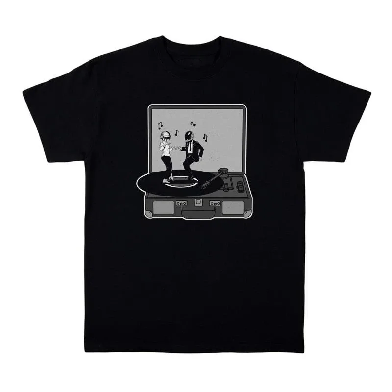 

Vinyl Daftpunk Vulgar Novel Fun Retro Vintage Loose Pure Cotton Short-sleeved T-shirt for Men and Women