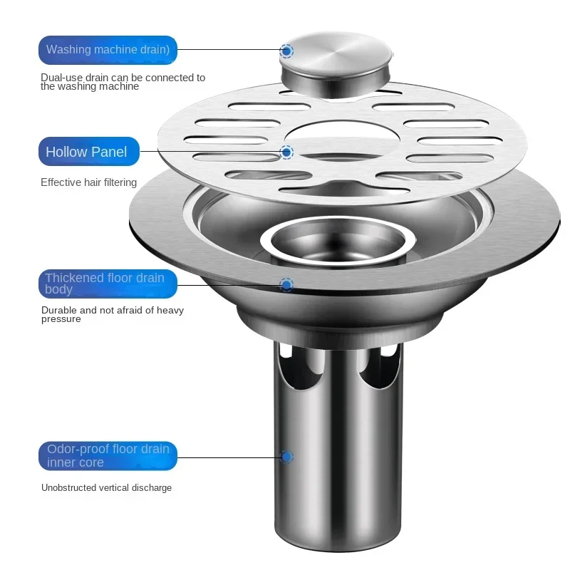 ท่อระบายน้ําชั้นสแตนเลสเครื่องซักผ้า GROUND Leakage ฝักบัวกรอง Anti-กลิ่น Drainer อุปกรณ์ฮาร์ดแวร์ห้องน้ํา