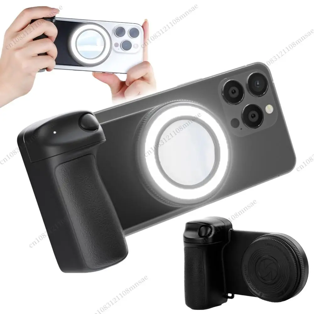 

Magnetic Bluetooth Compatible Shutter Handle Grip Stabilizer with Fill Light and Mirror for Smartphone Photography