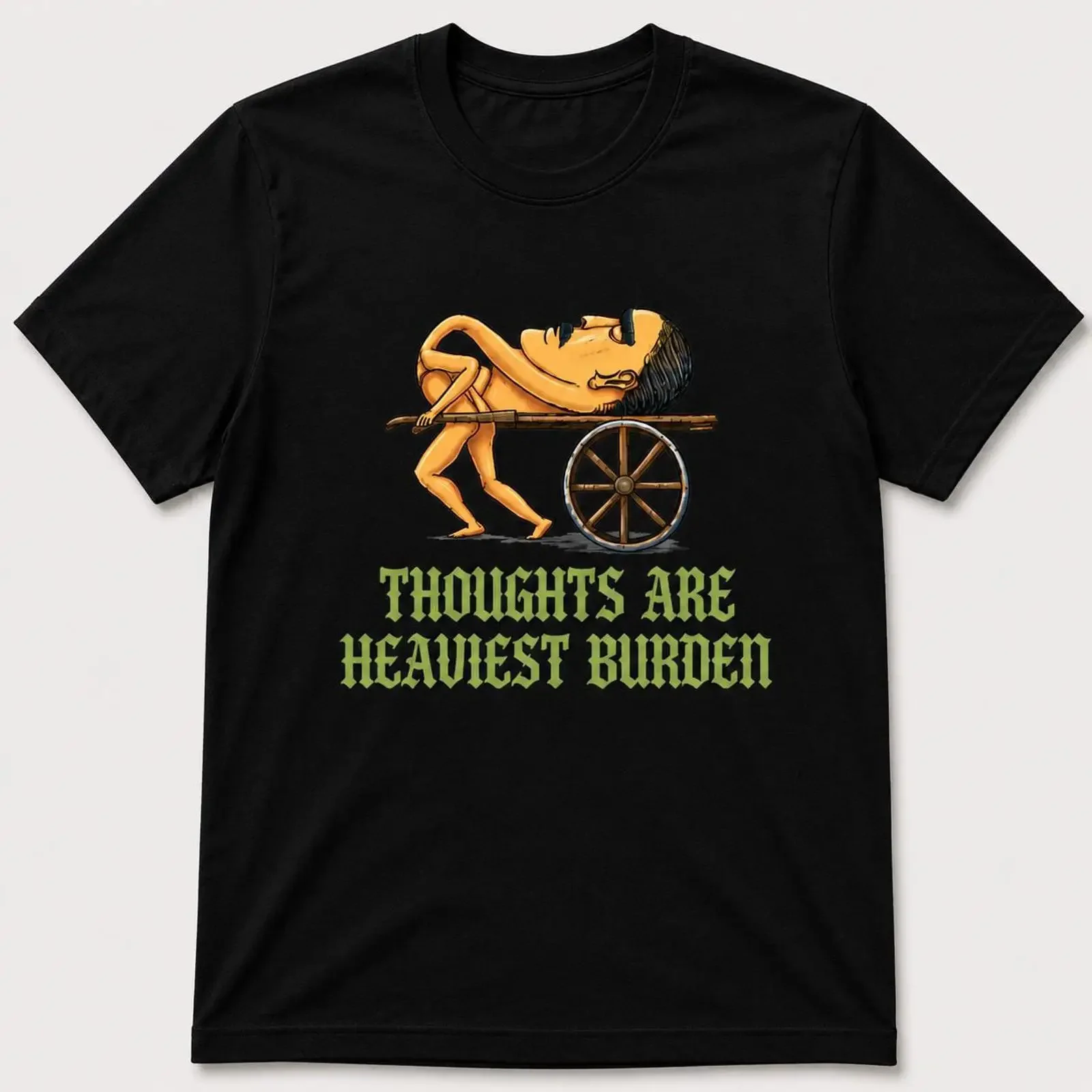 Gothic T Shirt Thoughts Are Heaviest Burden Alternative Streetwear vintage Washed Top For Everyday Wear Comfortable Soft