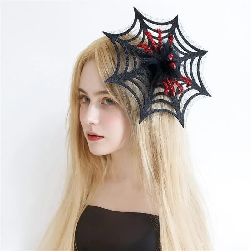 652F Halloween Feathered Headband Bat Headpiece Bat Necklace Halloween Costume Accessory for Women Girl Halloween Masquerades
