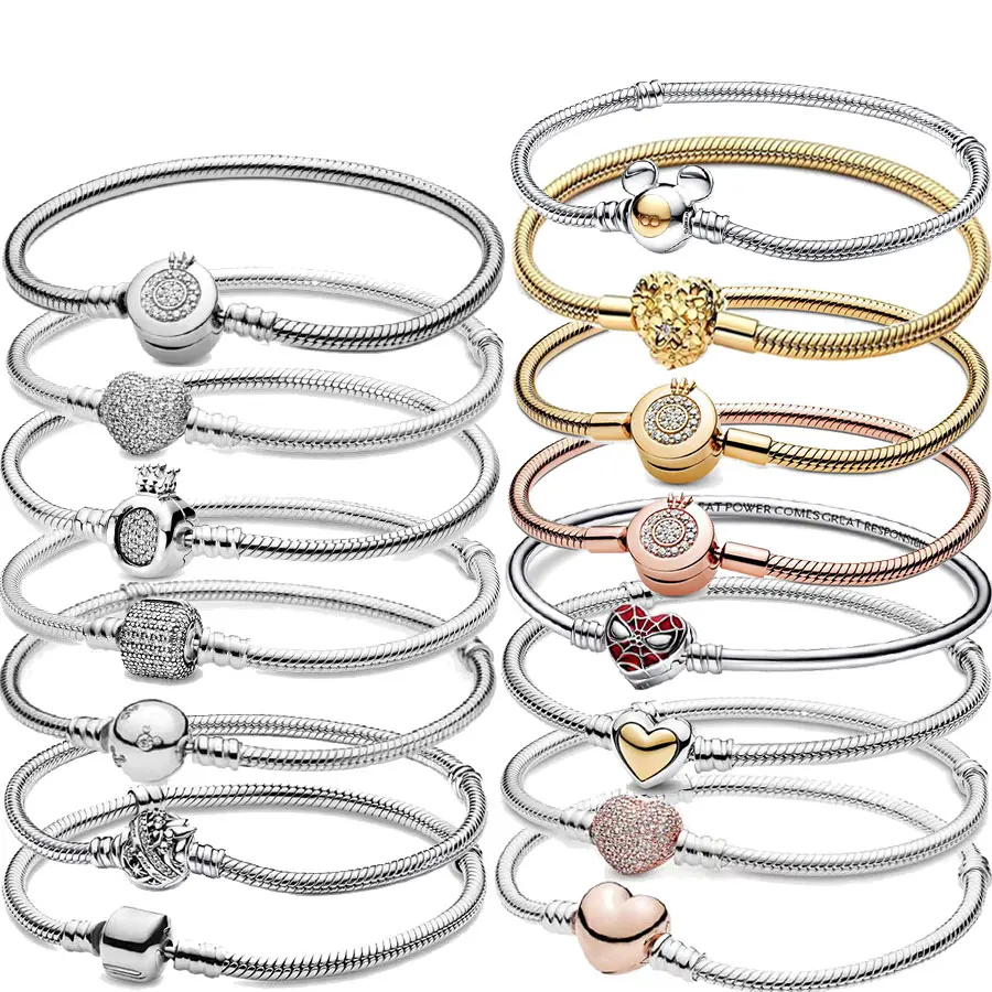 

Hot sale S925 sterling silver heart snake bone bracelet, suitable for original DlY bracelet, women's fashion accessories