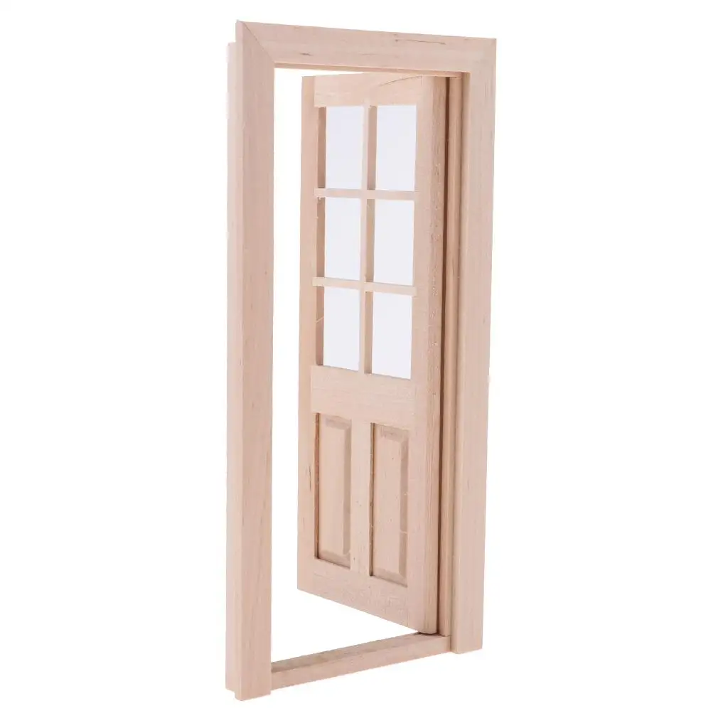 

Single Door Frame Unpainted Wooden Dollhouse Miniature 1 12 Furniture Accessories for Doll House Decoration DIY