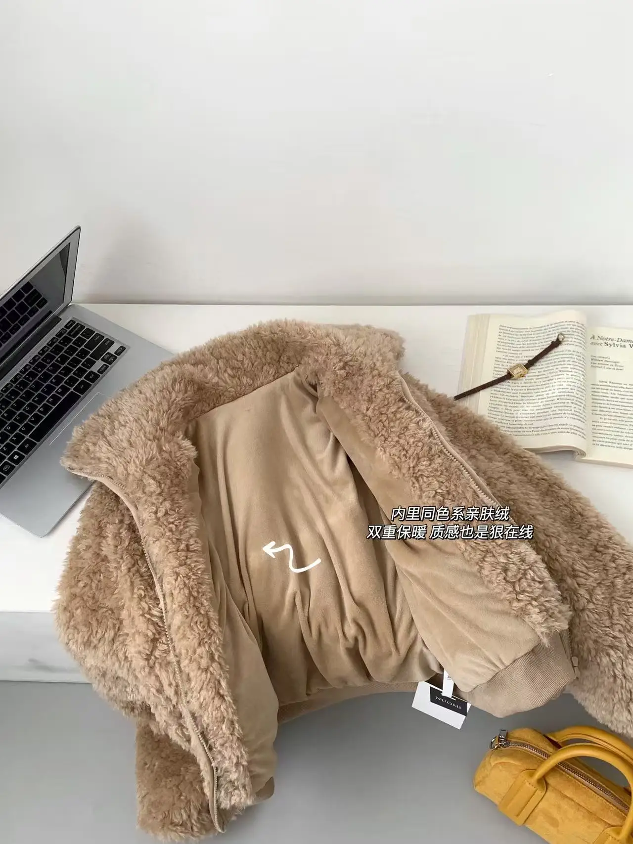 المرأة الخريف الشتاء فو الصوف زمم كم طويل معطف فضفاض سيدة الشارع الشهير فروي زمم سميكة الدافئة أبلى #3