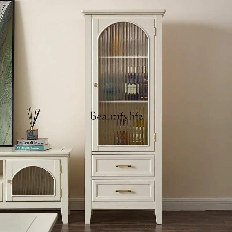 Modern American light luxury rural pastoral Korean cream style all solid wood locker