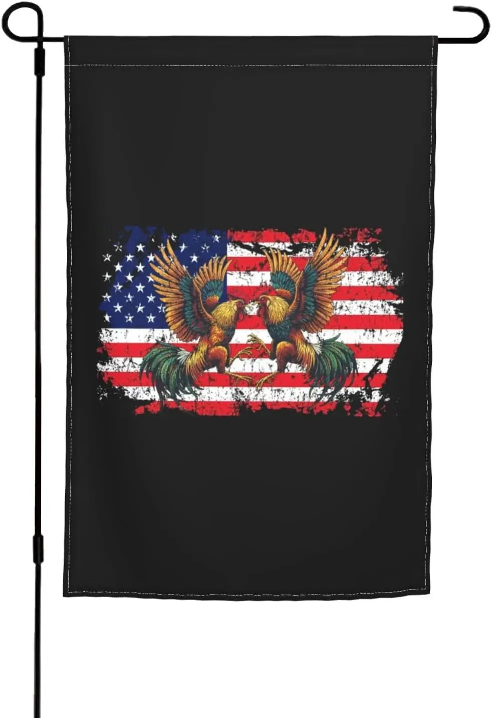 American Flag Cock Fighting Chicken Rooster Garden Flag Double Sided 12x18 Inch For Outside Holiday Decoration ZZM
