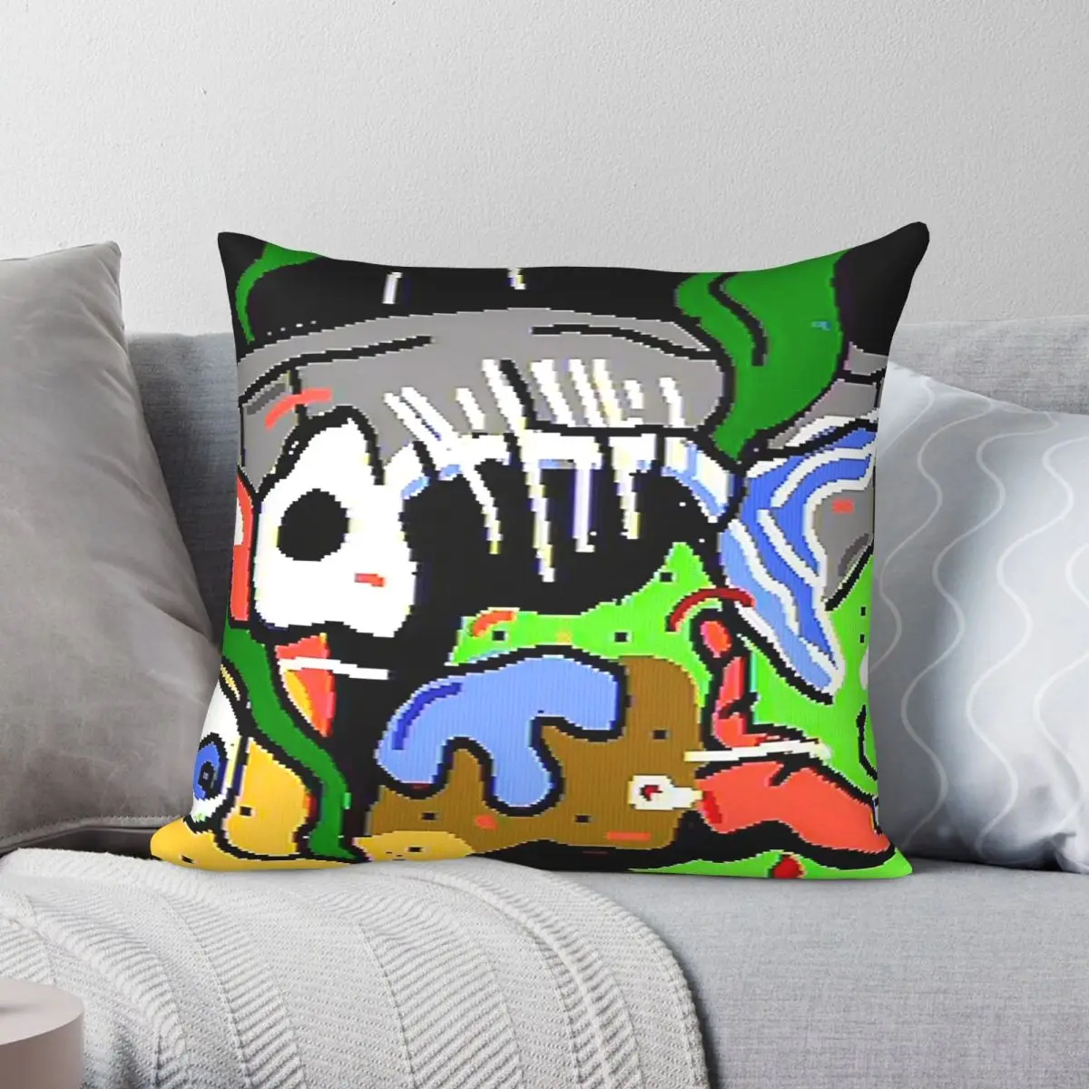 Fish Bones Sega Mega Pillowcase Polyester Linen Velvet Creative Zip Decor Car Cushion Cover Wholesale 45x45