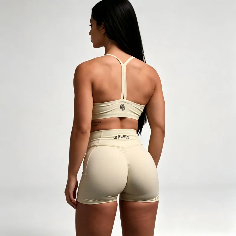 

New fitness sports suit women's chest pad suspender vest yoga running tight height elastic breathable bottom shorts