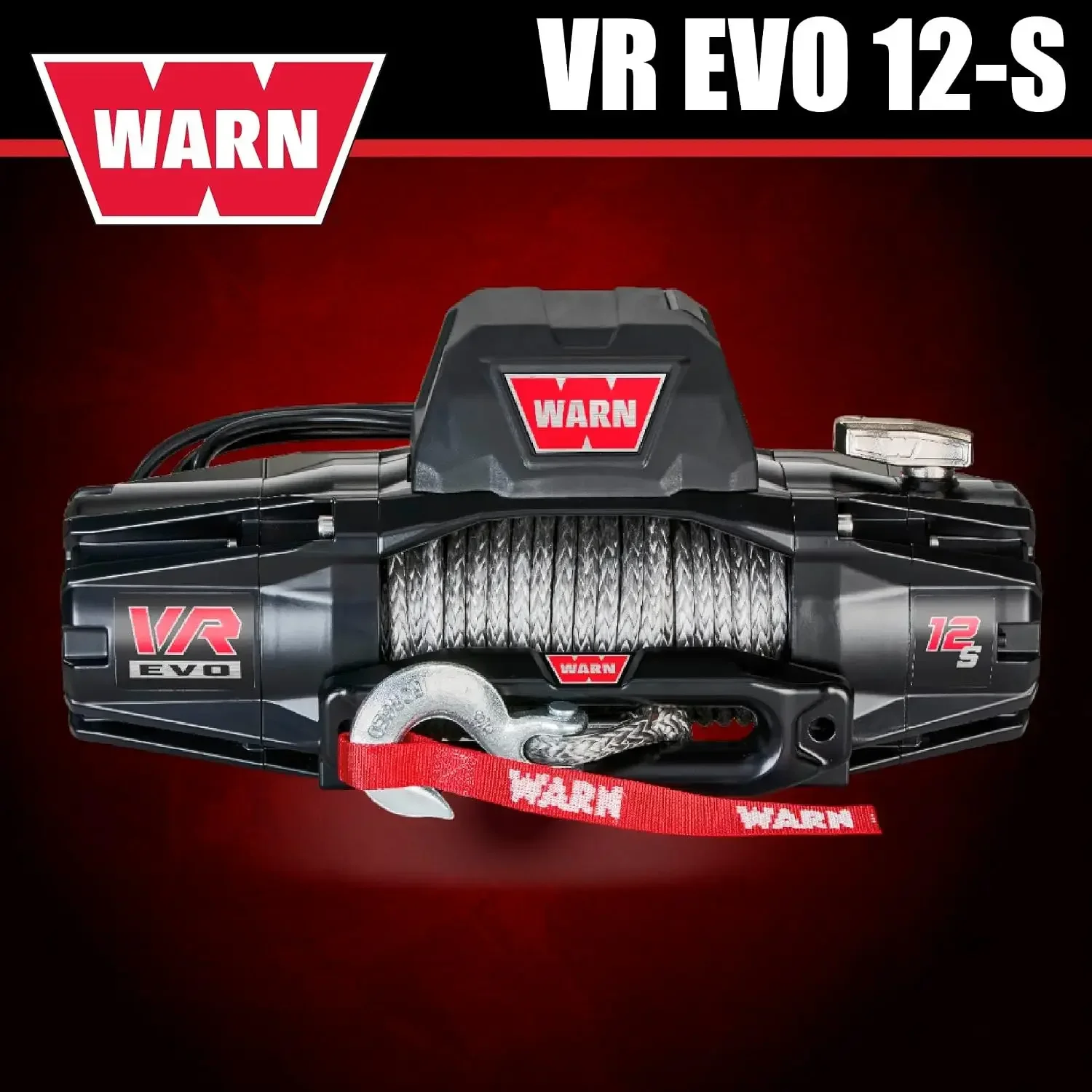 WARN VR EVO 12-S Electric 12V Winch with 12,000 Lb Pull Capacity - 103255 | Synthetic Rope, IP68 Waterproof, High-Performance Off-Road Recovery Winch for Trucks, Jeeps, and SUVs